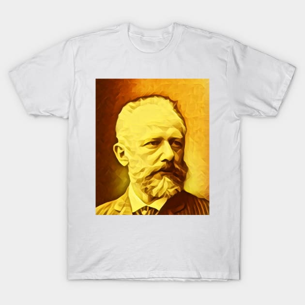 Pyotr Ilyich Tchaikovsky Golden Portrait | Pyotr Ilyich Tchaikovsky Artwork 8 T-Shirt by JustLit